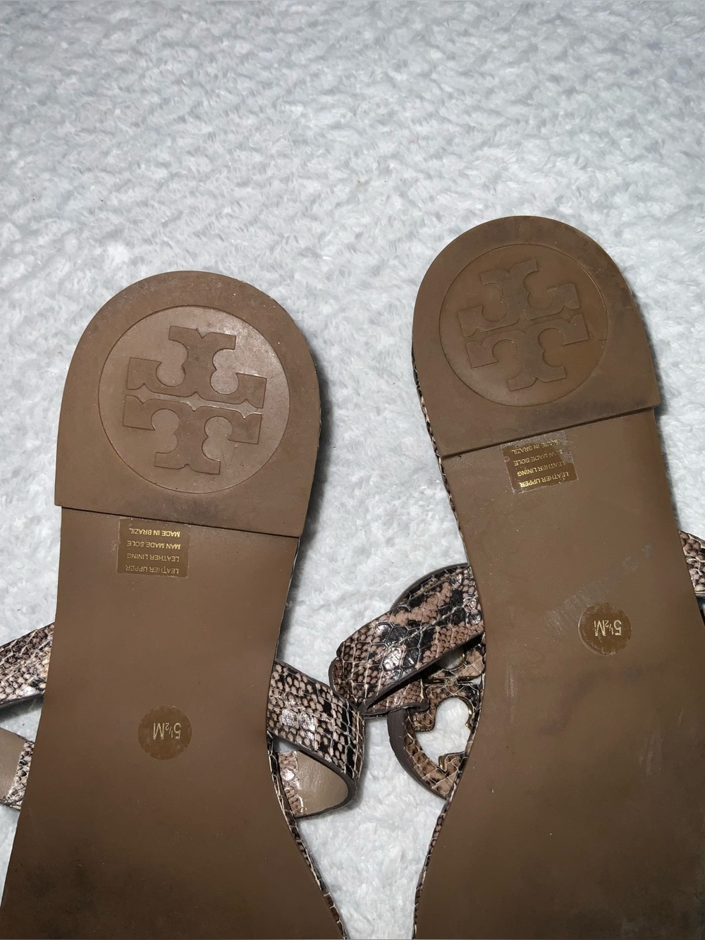Tory Burch Miller Snake Embossed Leather Sandals - Picture 11 of 12